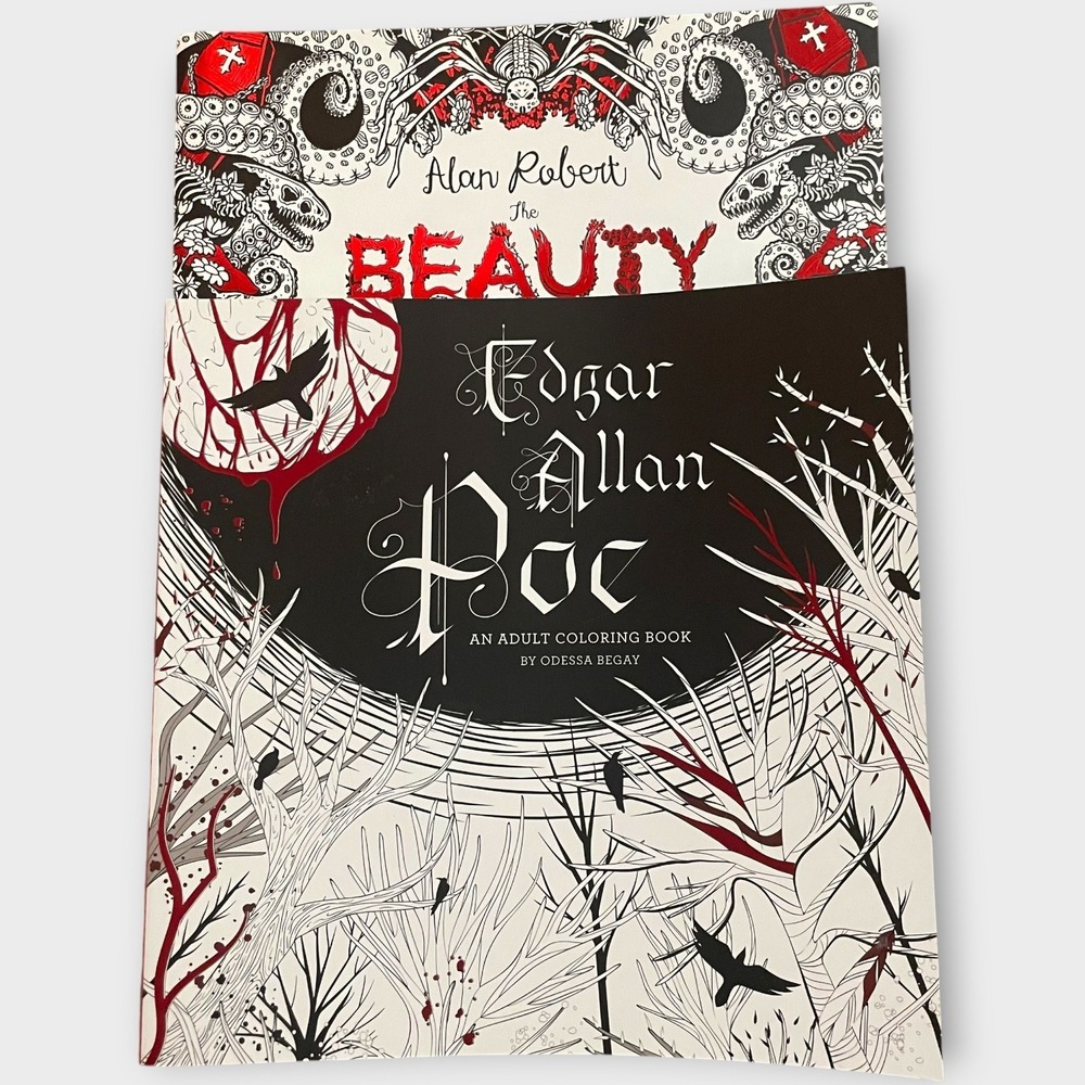 Edgar Allan Poe & Beauty of Horror‎ Creepy Adult Coloring Books Set Macabre